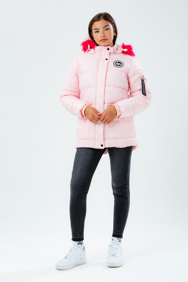 HYPE PALE PINK GIRLS EXPLORER JACKET WITH PINK FUR