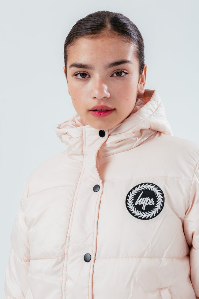 HYPE PALE PINK GIRLS CROPPED PUFFER JACKET