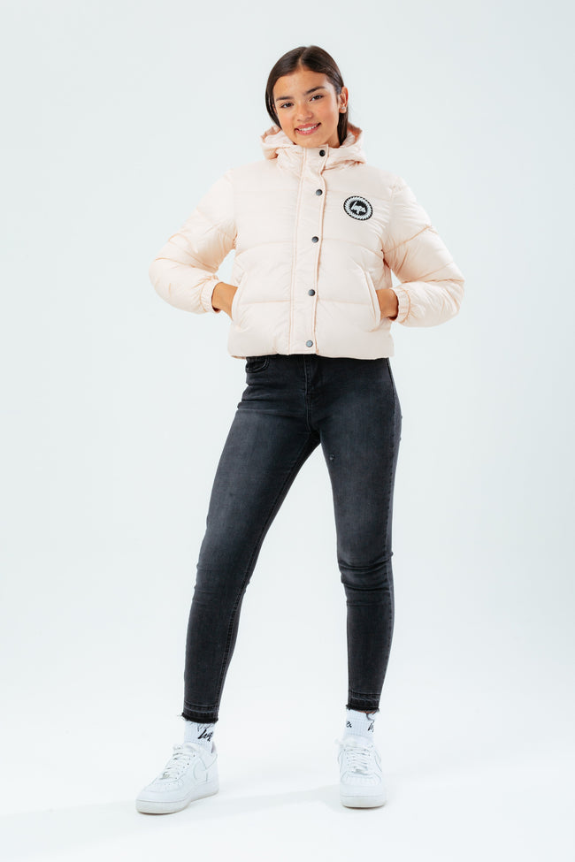 HYPE PALE PINK GIRLS CROPPED PUFFER JACKET