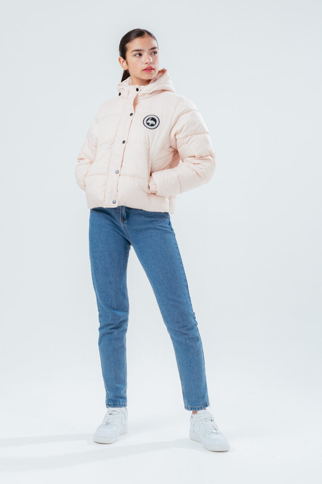 HYPE PALE PINK GIRLS CROPPED PUFFER JACKET