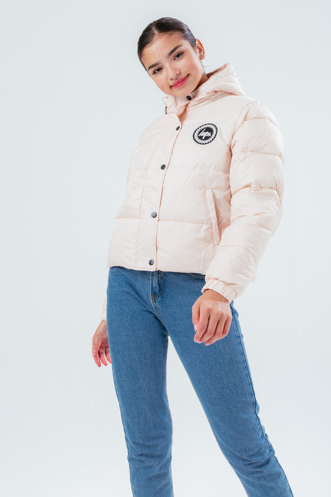 HYPE PALE PINK GIRLS CROPPED PUFFER JACKET