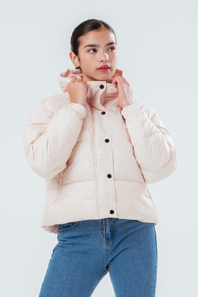 HYPE PALE PINK GIRLS CROPPED PUFFER JACKET