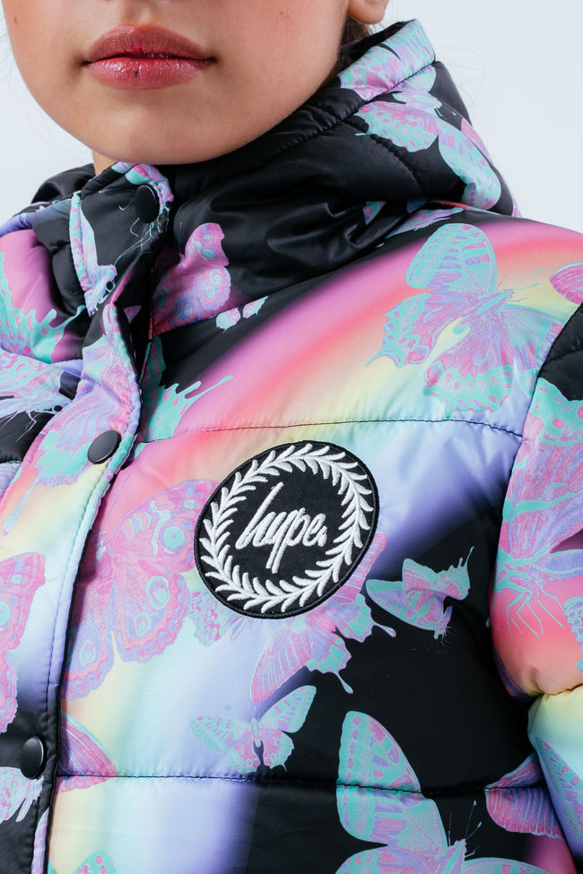 HYPE BUTTERFLY GLOW GIRLS CROPPED PUFFER JACKET