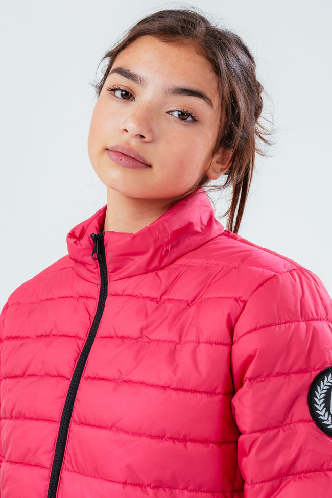 HYPE PINK FADE GIRLS PUFFER JACKET