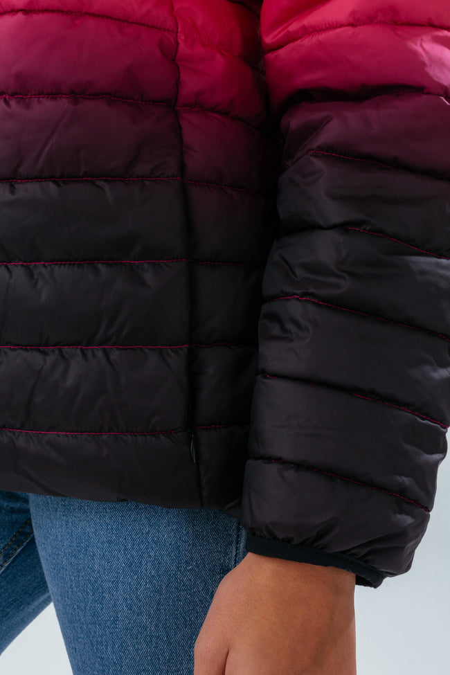 HYPE PINK FADE GIRLS PUFFER JACKET