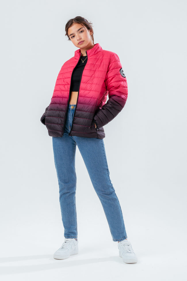 HYPE PINK FADE GIRLS PUFFER JACKET