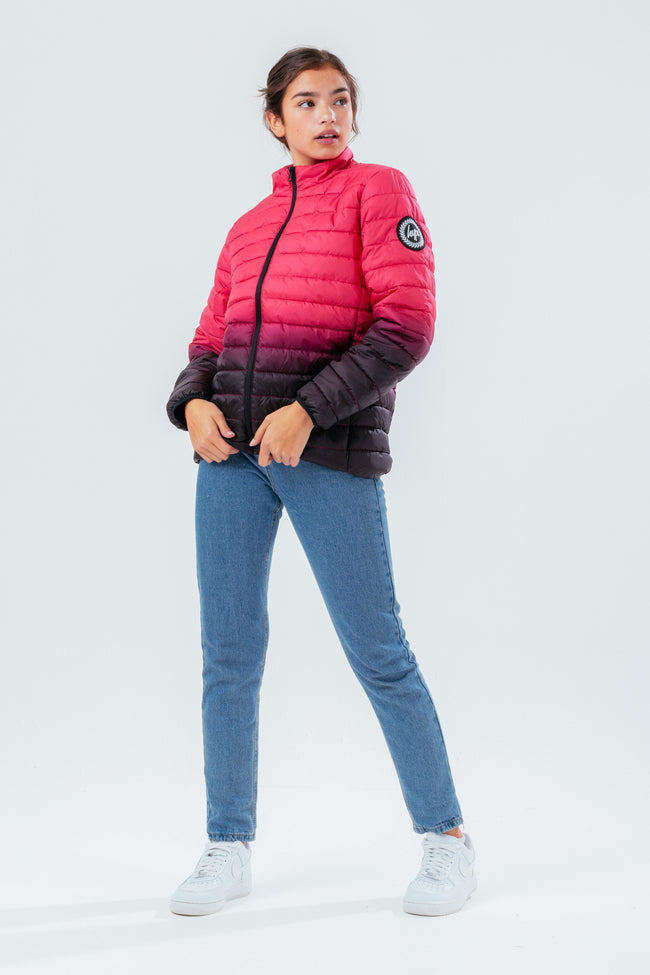 HYPE PINK FADE GIRLS PUFFER JACKET