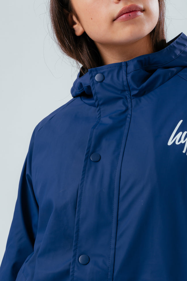 HYPE NAVY SCRIPT GIRLS RAIN COAT