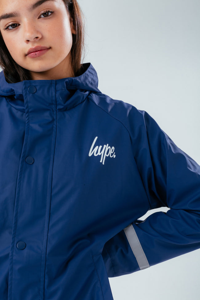 HYPE NAVY SCRIPT GIRLS RAIN COAT