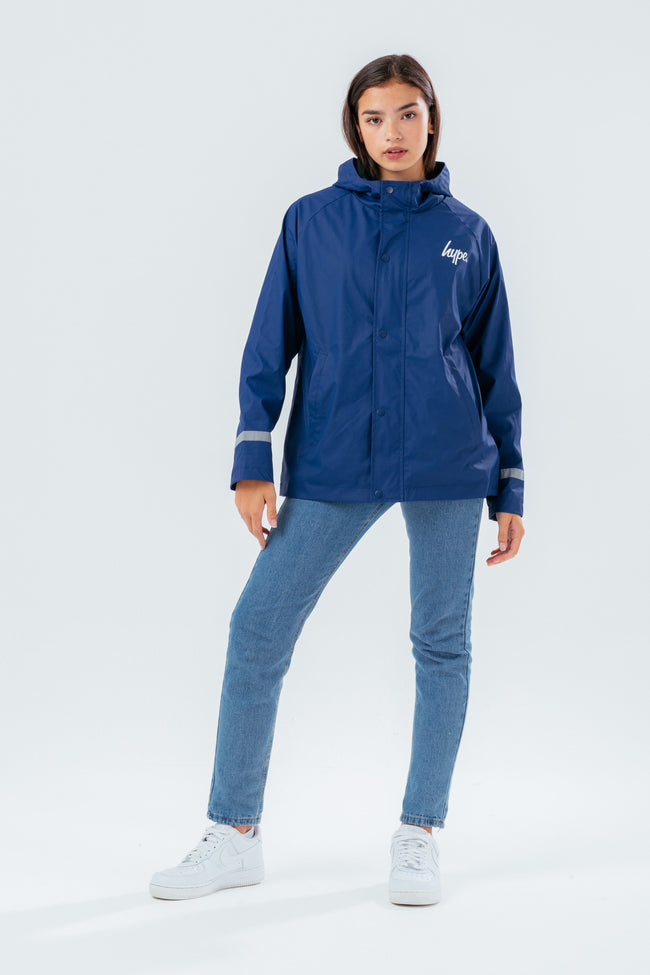 HYPE NAVY SCRIPT GIRLS RAIN COAT