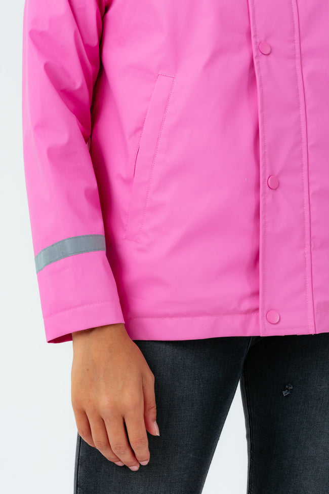 HYPE PINK SCRIPT GIRLS RAIN COAT