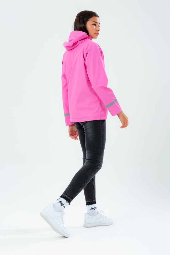 HYPE PINK SCRIPT GIRLS RAIN COAT