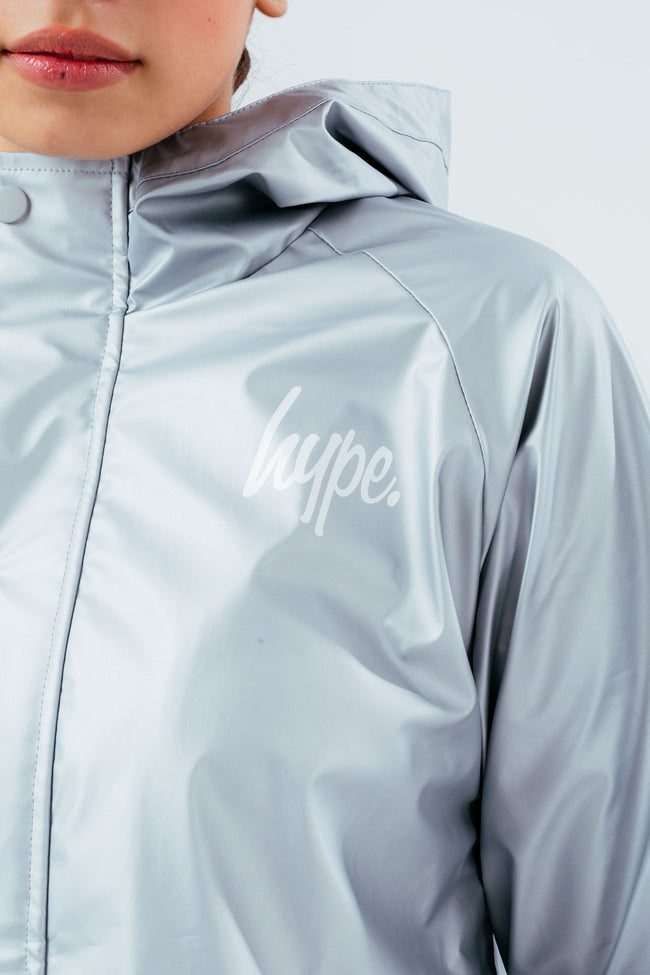 HYPE GREY SCRIPT GIRLS RAIN COAT