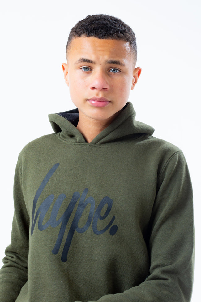 HYPE KHAKI HOODIE AND BLACK KIDS JOGGER SET