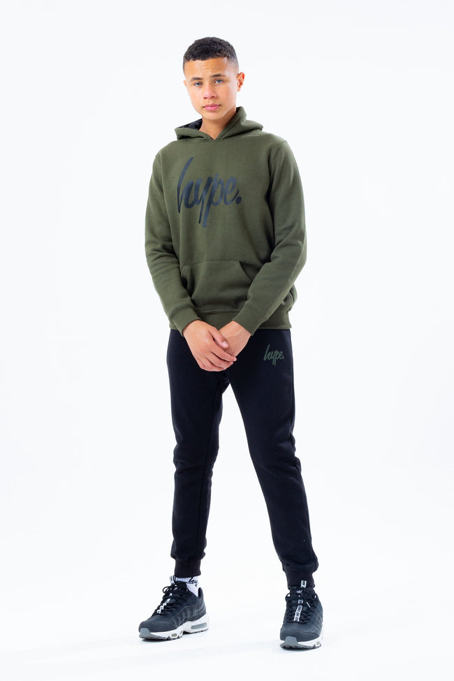 HYPE KHAKI HOODIE AND BLACK KIDS JOGGER SET