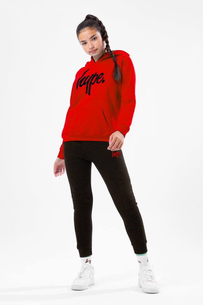 HYPE RED HOODIE BLACK KIDS JOGGER SET