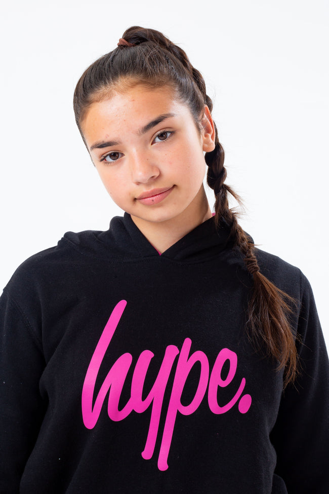 HYPE BLACK HOODIE AND PINK GIRLS JOGGER SET