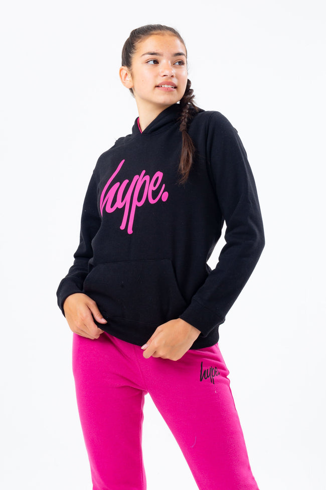 HYPE BLACK HOODIE AND PINK GIRLS JOGGER SET