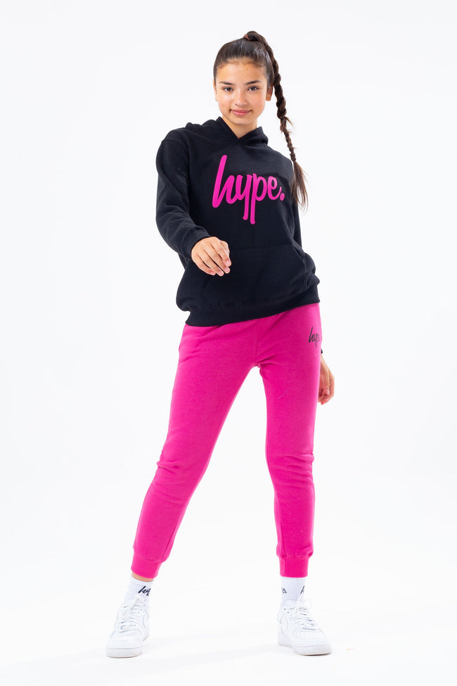 HYPE BLACK HOODIE AND PINK GIRLS JOGGER SET