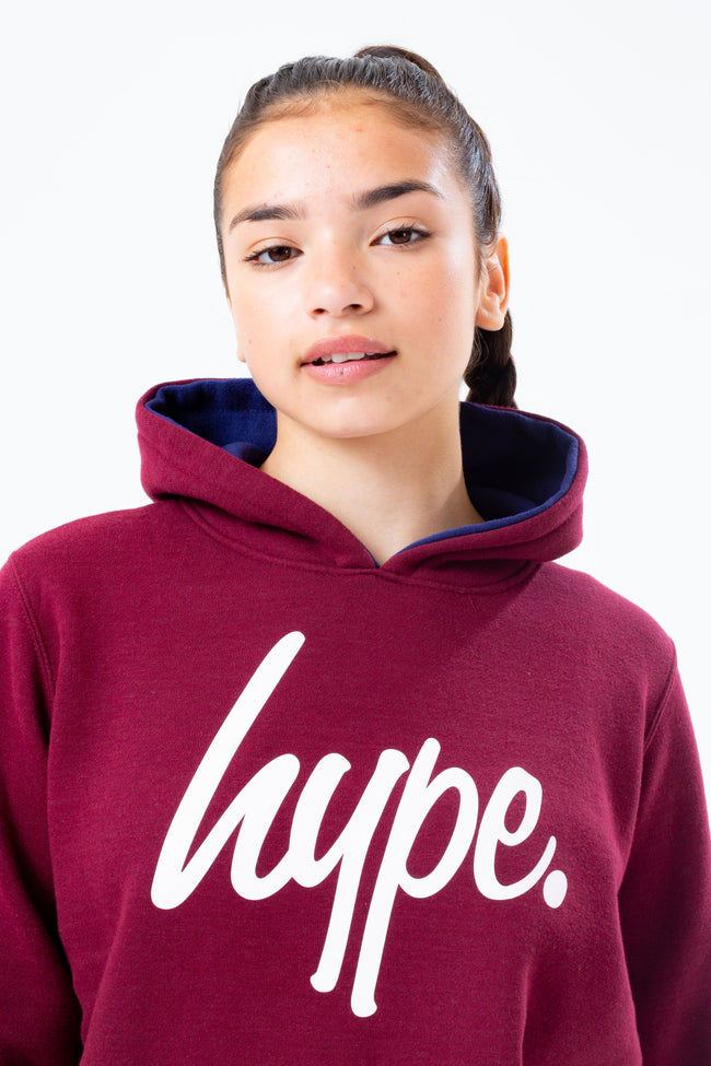 HYPE BURGUNDY HOODIE AND NAVY GIRLS JOGGER SET