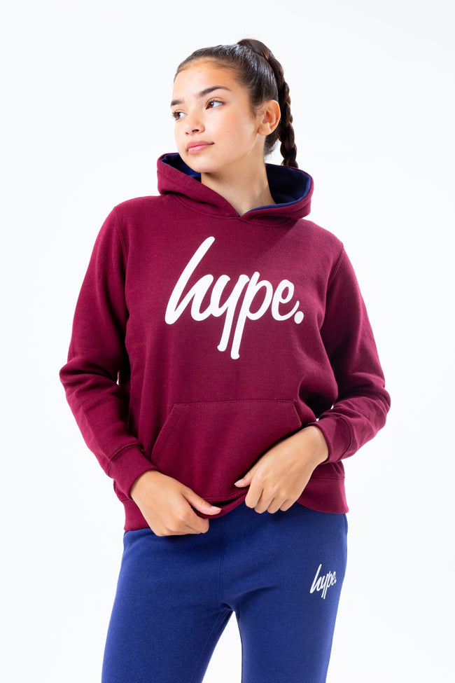 HYPE BURGUNDY HOODIE AND NAVY GIRLS JOGGER SET