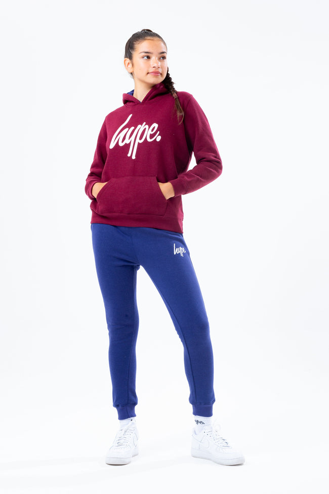 HYPE BURGUNDY HOODIE AND NAVY GIRLS JOGGER SET