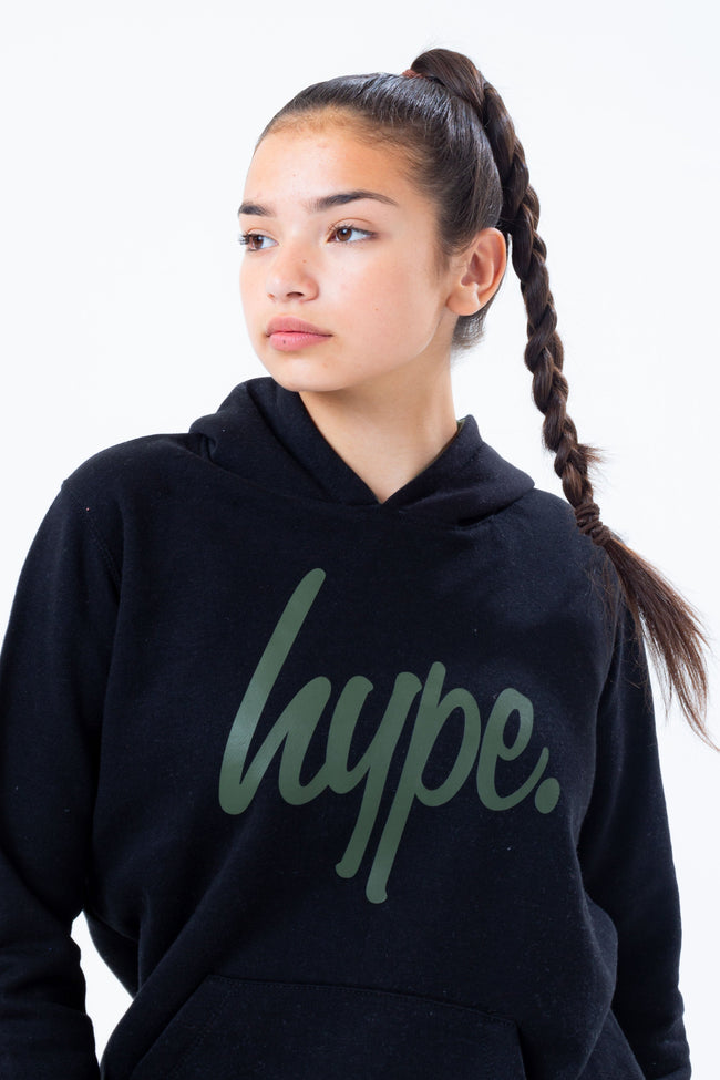 HYPE BLACK HOODIE AND KHAKI GIRLS JOGGER SET