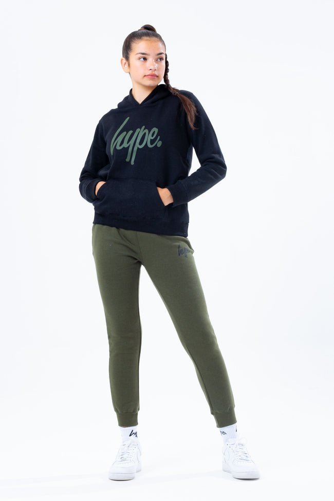 HYPE BLACK HOODIE AND KHAKI GIRLS JOGGER SET