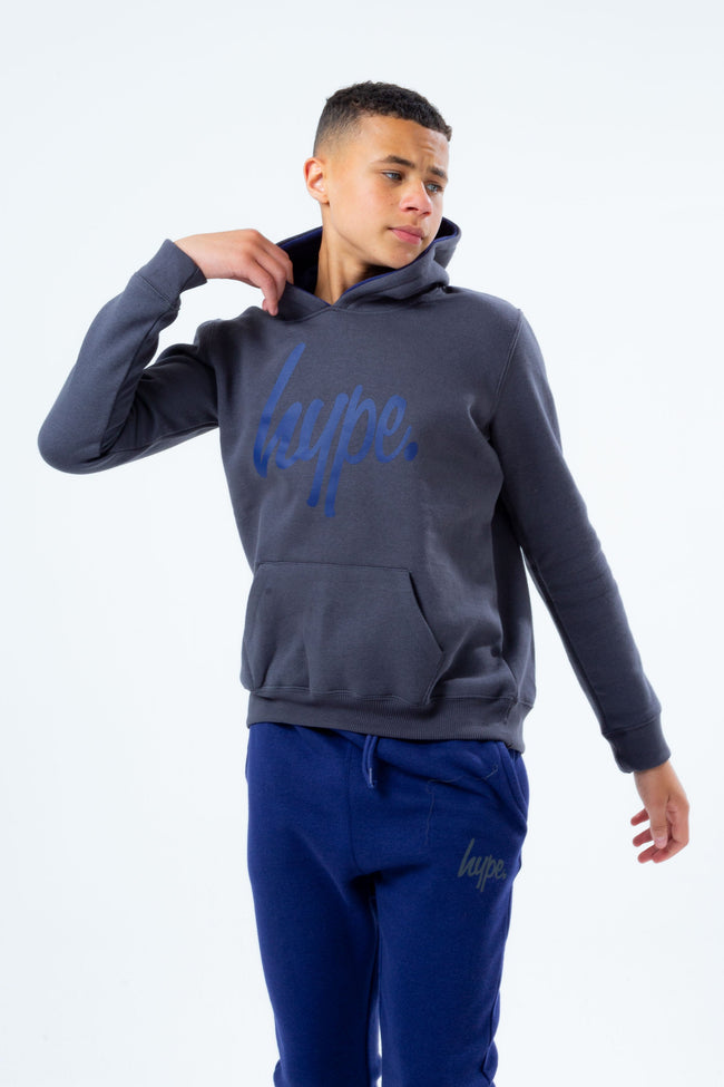 HYPE CHARCOAL HOODIE AND NAVY KIDS JOGGER SET