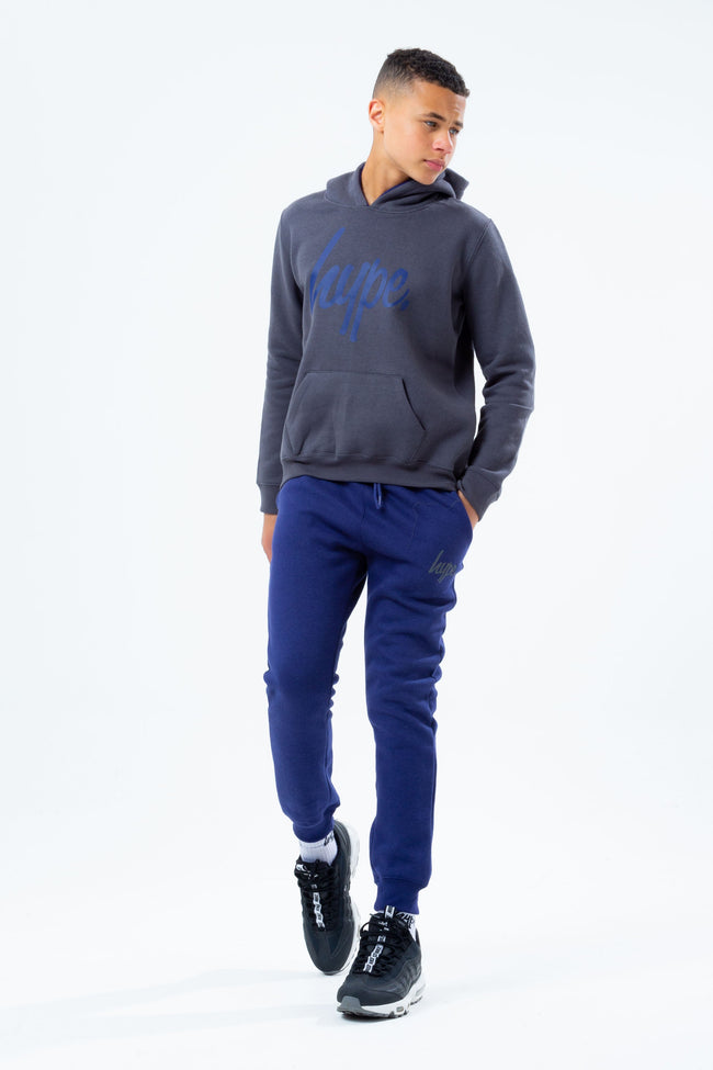 HYPE CHARCOAL HOODIE AND NAVY KIDS JOGGER SET