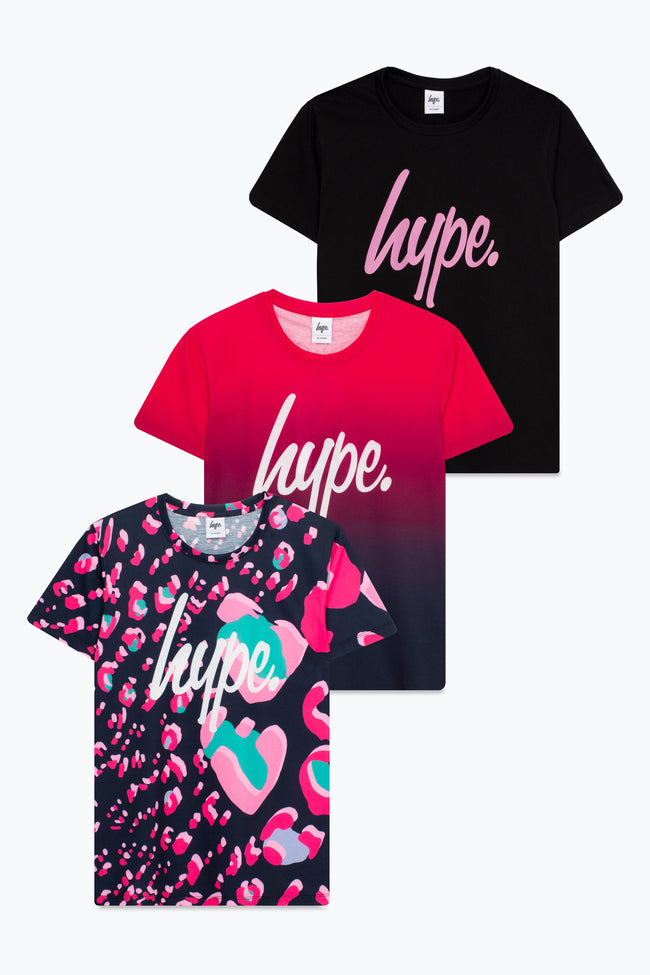 HYPE GIRLS LILAC DRIPS PINK CLOUDS 3 PACK OF T-SHIRTS