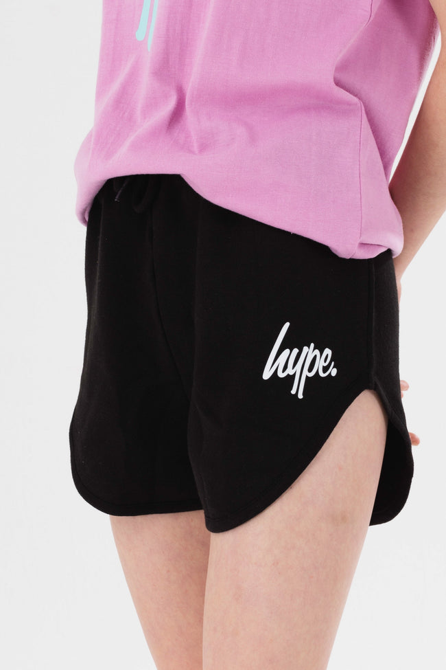 HYPE GIRLS BLACK AND PINK SCRIPT RUNNER SHORTS TWO PACK