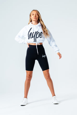 HYPE WHITE SCRIPT WOMEN'S OVERSIZED PULLOVER HOODIE