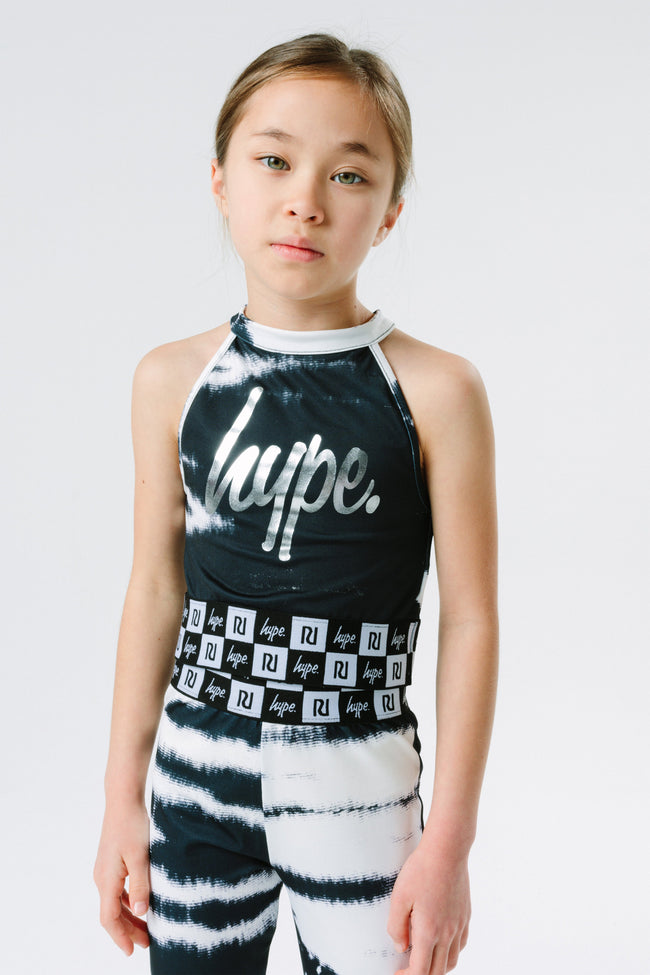 HYPE X RIVER ISLAND BLACK TIE DYE KIDS CROP TOP