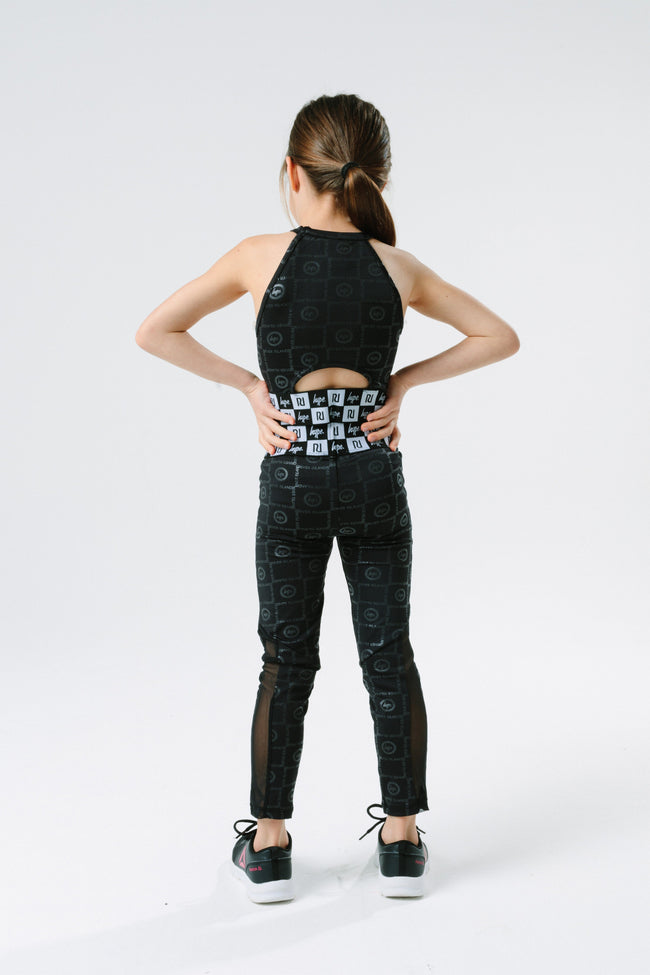 Hype X River Island Black Embossed Repeat Logo Kids Leggings