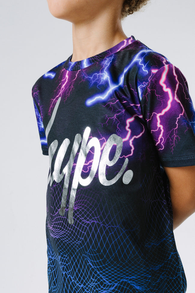 HYPE X RIVER ISLAND BLACK LIGHTNING BOYS T-SHIRT