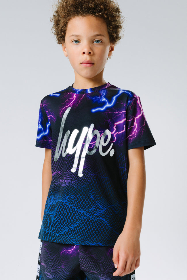 HYPE X RIVER ISLAND BLACK LIGHTNING BOYS T-SHIRT