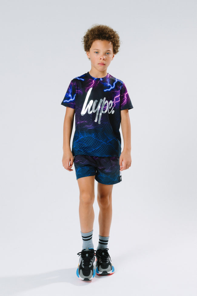 HYPE X RIVER ISLAND BLACK LIGHTNING KIDS SHORTS