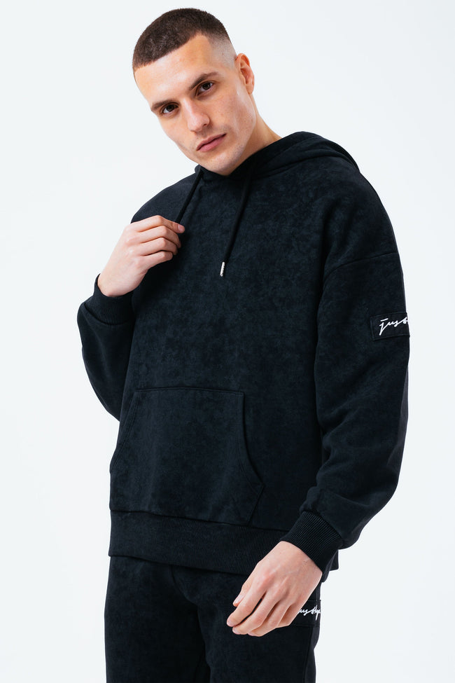 HYPE BLACK VINTAGE MEN'S DROP SHOULDER HOODIE