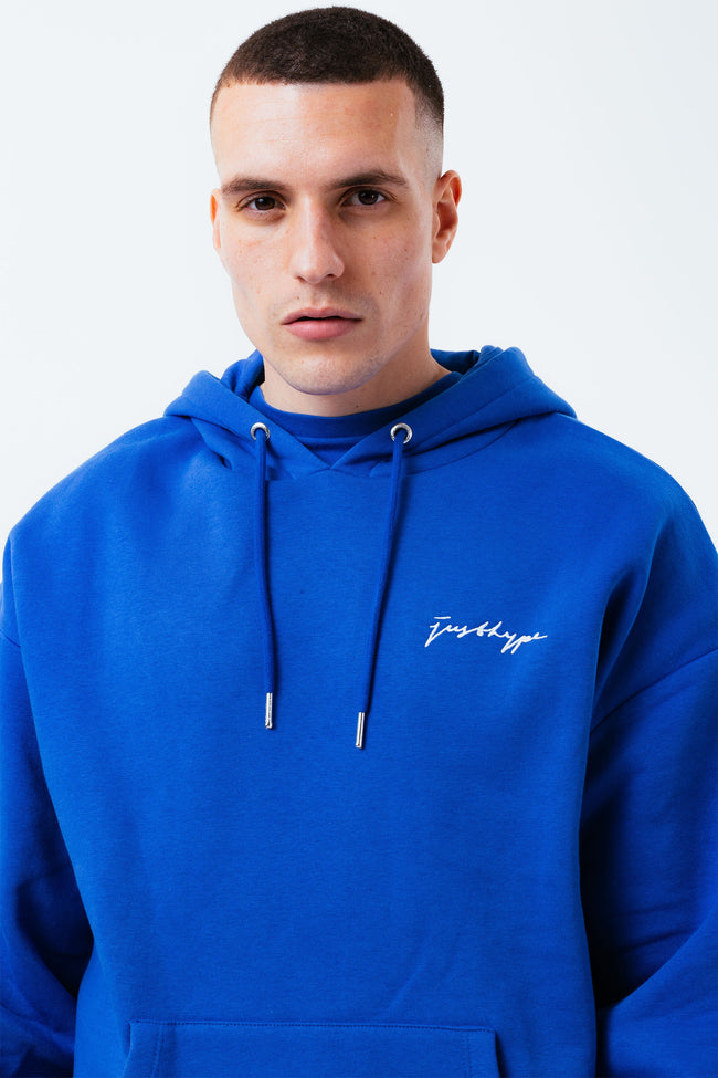 HYPE ROYAL BLUE MEN'S OVERSIZED PULLOVER HOODIE