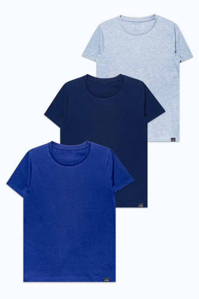 HYPE THREE PACK BLUE & GREY MEN'S T-SHIRTS