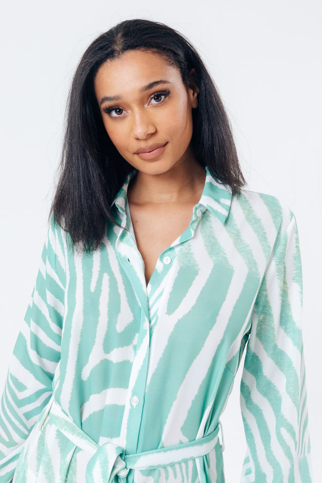 HYPE MINT ZEBRA WOMEN'S SHIRT DRESS