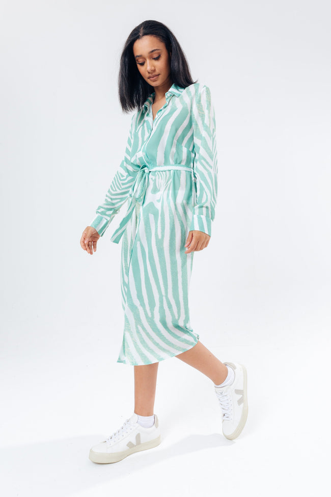 HYPE MINT ZEBRA WOMEN'S SHIRT DRESS