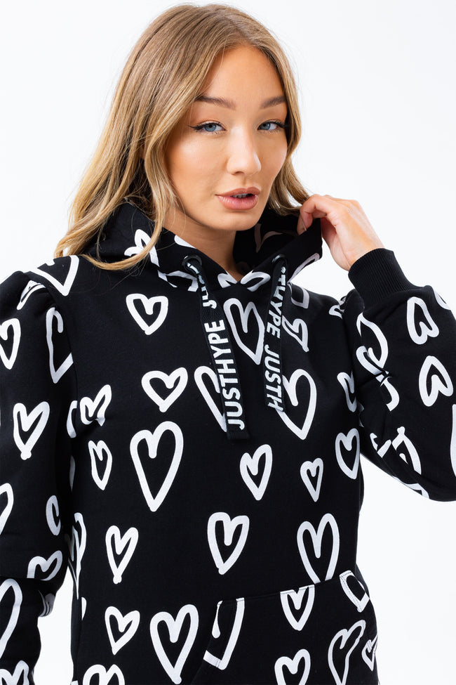 HYPE HEARTS BALLOON SLEEVE WOMEN'S PULLOVER HOODIE