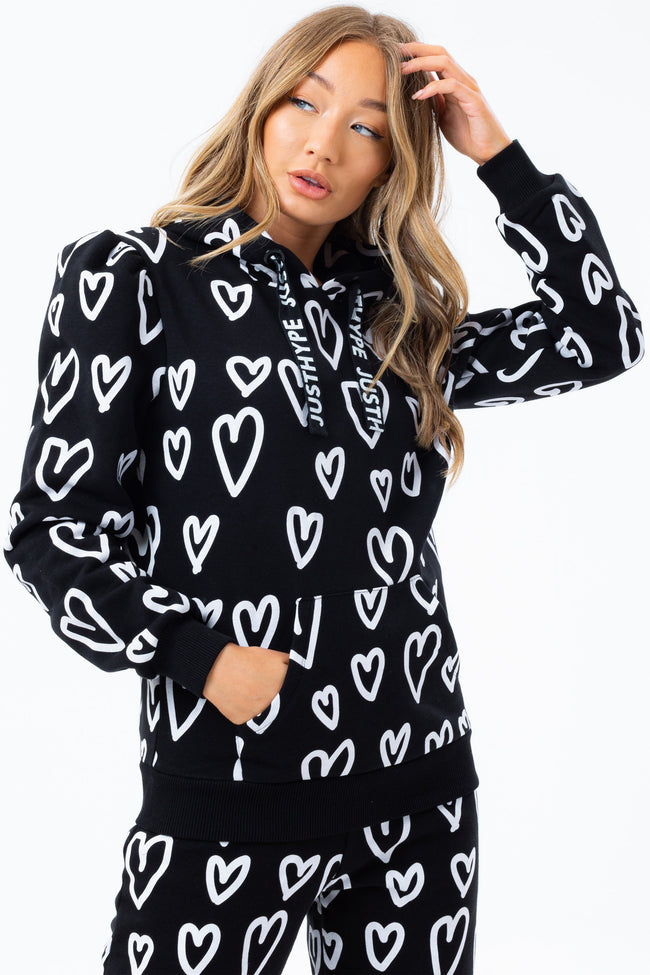 HYPE HEARTS BALLOON SLEEVE WOMEN'S PULLOVER HOODIE