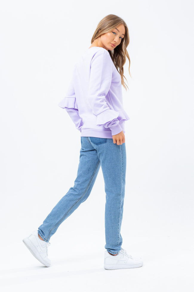 HYPE LILAC VINTAGE RUFFLE WOMEN'S CREW NECK