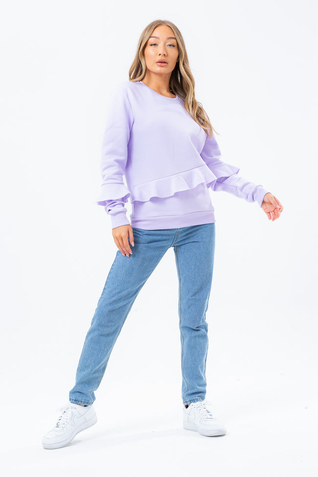 HYPE LILAC VINTAGE RUFFLE WOMEN'S CREW NECK