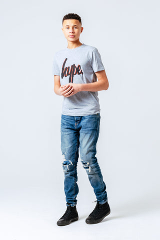 HYPE GREY SPRAY SCRIPT BOYS T-SHIRT