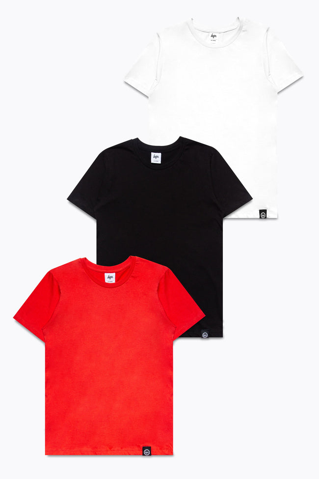 HYPE THREE PACK RED & BLACK KIDS T-SHIRTS