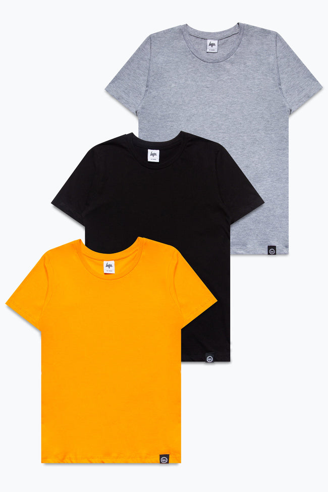 HYPE THREE PACK ORANGE & GREY BOYS T-SHIRTS